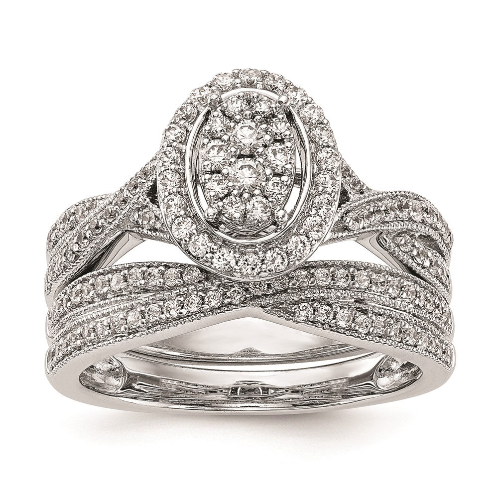 14K White Gold Complete Real Diamond Cluster Engagement Ring