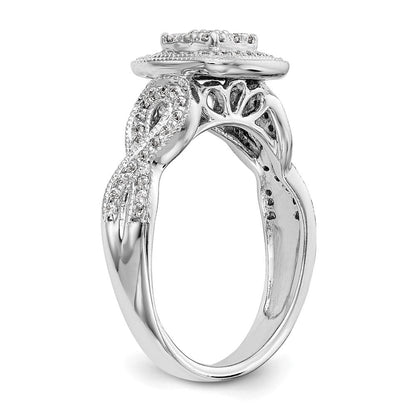 14K White Gold Complete Real Diamond Cluster Engagement Ring
