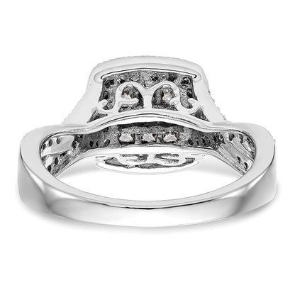 14K White Gold Complete Real Diamond Cluster Engagement Ring