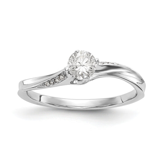 1/3 Ct. Natural Round Diamond By-Pass Engagement Bridal Ring 14K White Gold