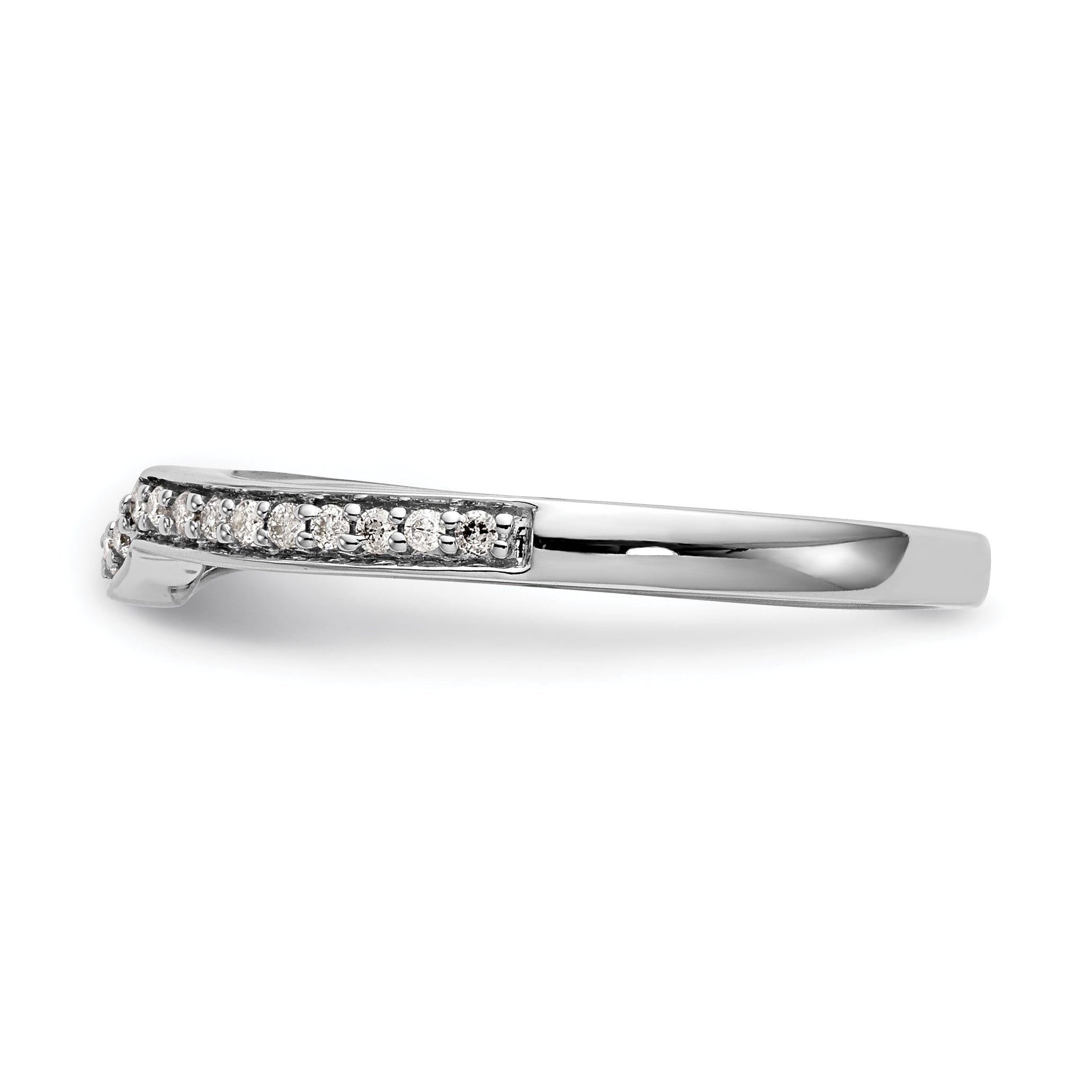 10K White Gold 1/10 Carat Diamond Contoured Complete Wedding Band