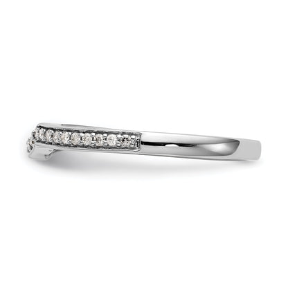 10K White Gold 1/10 Carat Diamond Contoured Complete Wedding Band