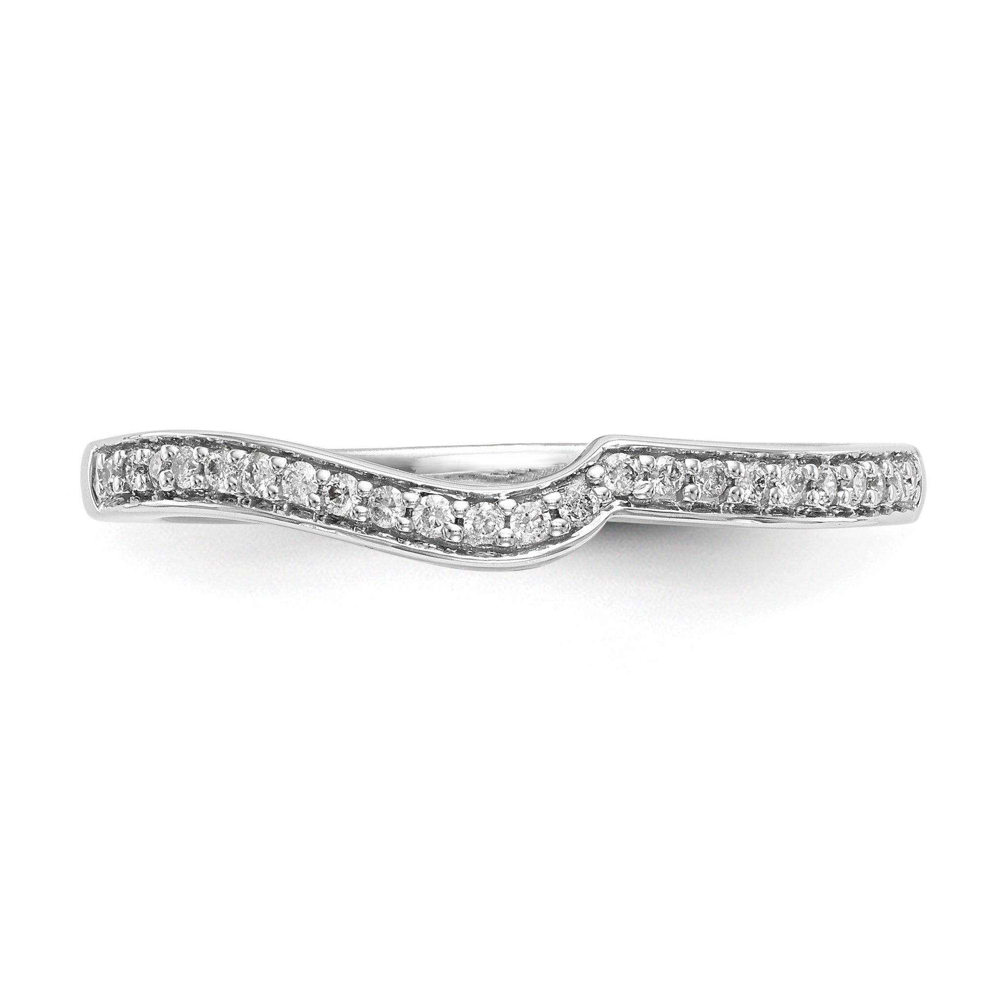 10K White Gold 1/10 Carat Diamond Contoured Complete Wedding Band