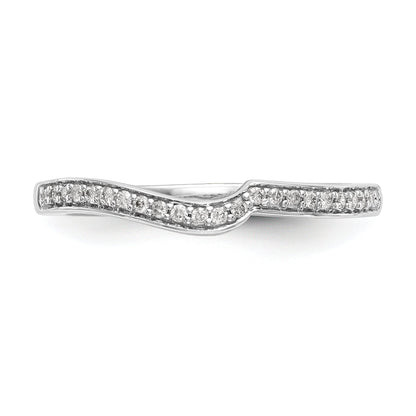 10K White Gold 1/10 Carat Diamond Contoured Complete Wedding Band