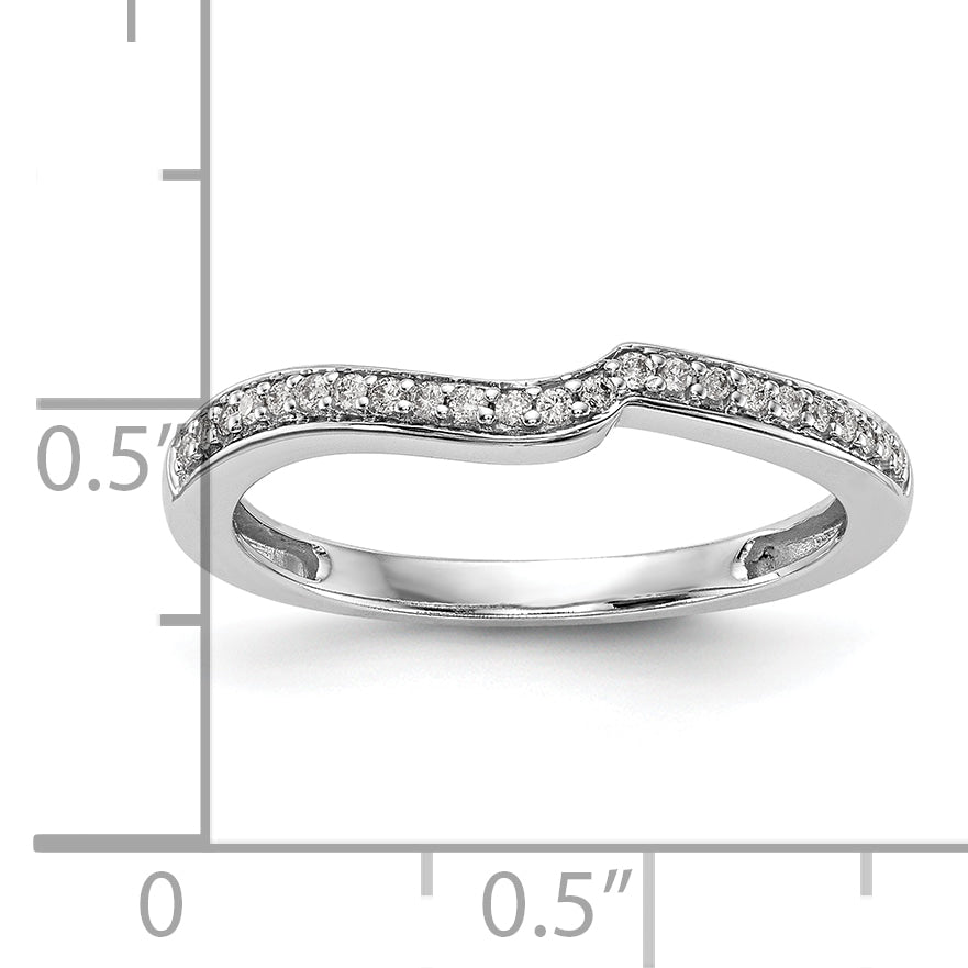 10K White Gold 1/10 Carat Diamond Contoured Complete Wedding Band