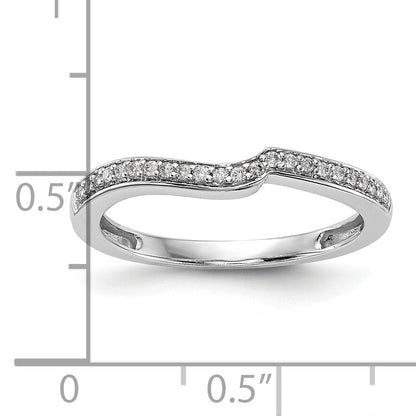 10K White Gold 1/10 Carat Diamond Contoured Complete Wedding Band