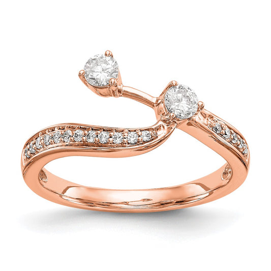 0.34ct. CZ Solid Real 14k Rose Contoured Wedding Wedding Band Ring