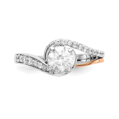 14k Two-Tone Rose and White Gold 1/5 Ct. Lab Grown Diamond VS/SI Semi Mount Peg Set Engagement Ring