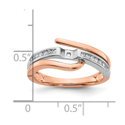 14K White/Rose Gold Two-Tone Rose and White 7/8 Ct. Lab Grown Diamond VS/SI Semi Mount By-Pass Peg Set Engagement Ring