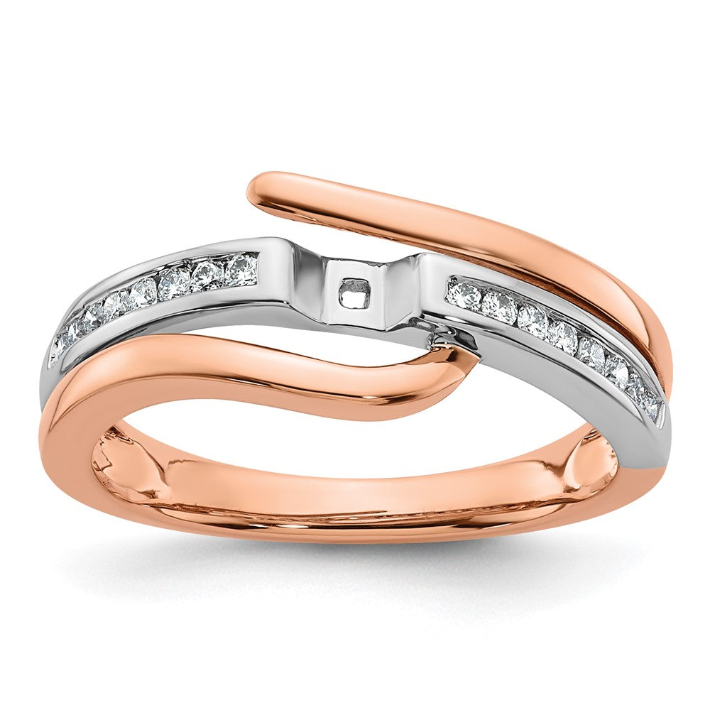 14K White/Rose Gold Two-Tone Rose and White 7/8 Ct. Lab Grown Diamond VS/SI Semi Mount By-Pass Peg Set Engagement Ring