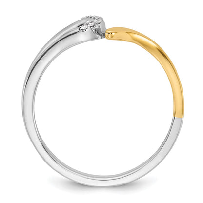 0.02ct. CZ Solid Real 14k Two-tone Peg Set By-Pass Engagement Ring