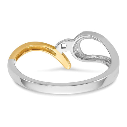 0.02ct. CZ Solid Real 14k Two-tone Peg Set By-Pass Engagement Ring