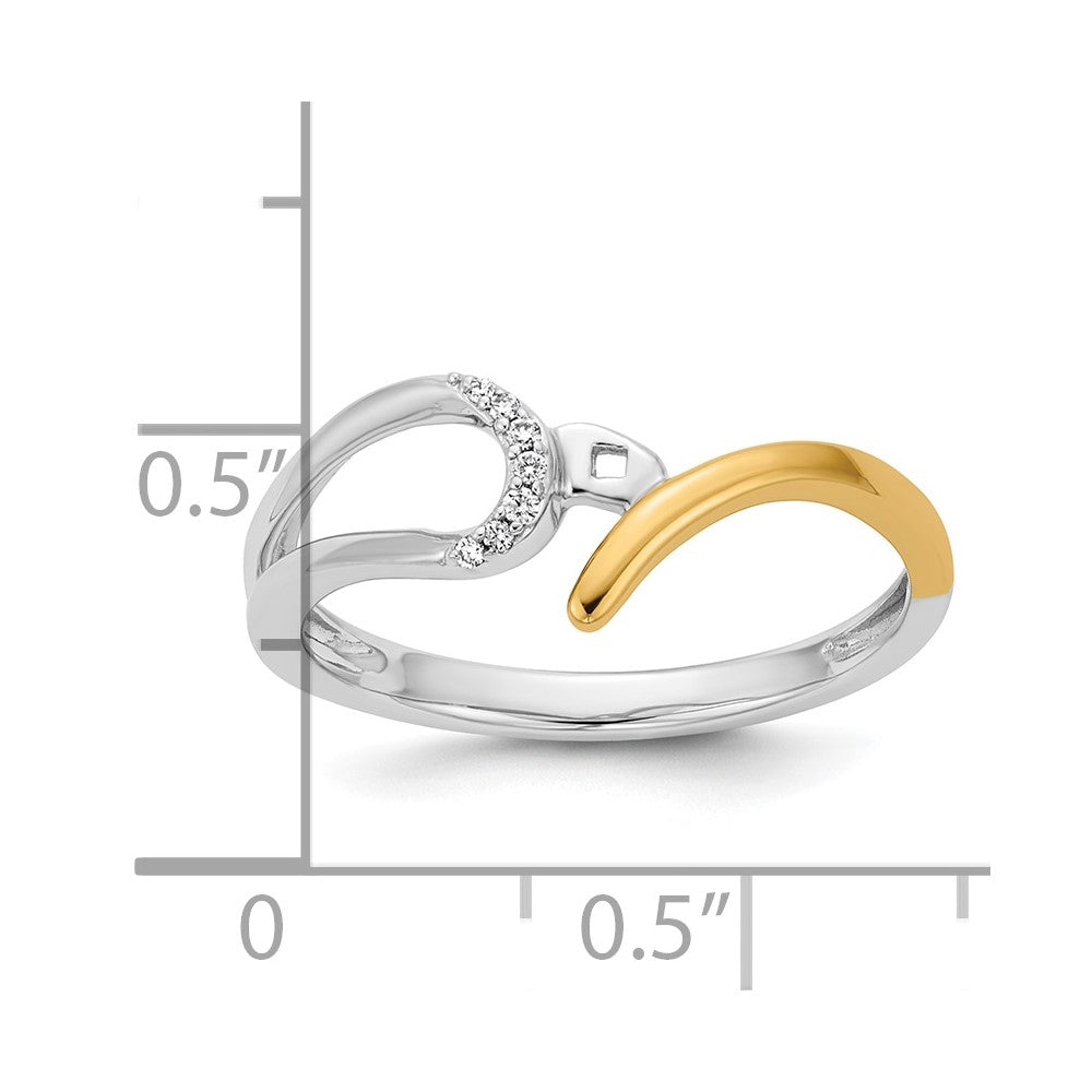 0.02ct. CZ Solid Real 14k Two-tone Peg Set By-Pass Engagement Ring
