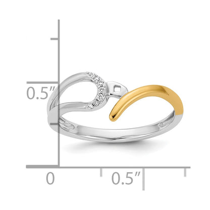 0.02ct. CZ Solid Real 14k Two-tone Peg Set By-Pass Engagement Ring