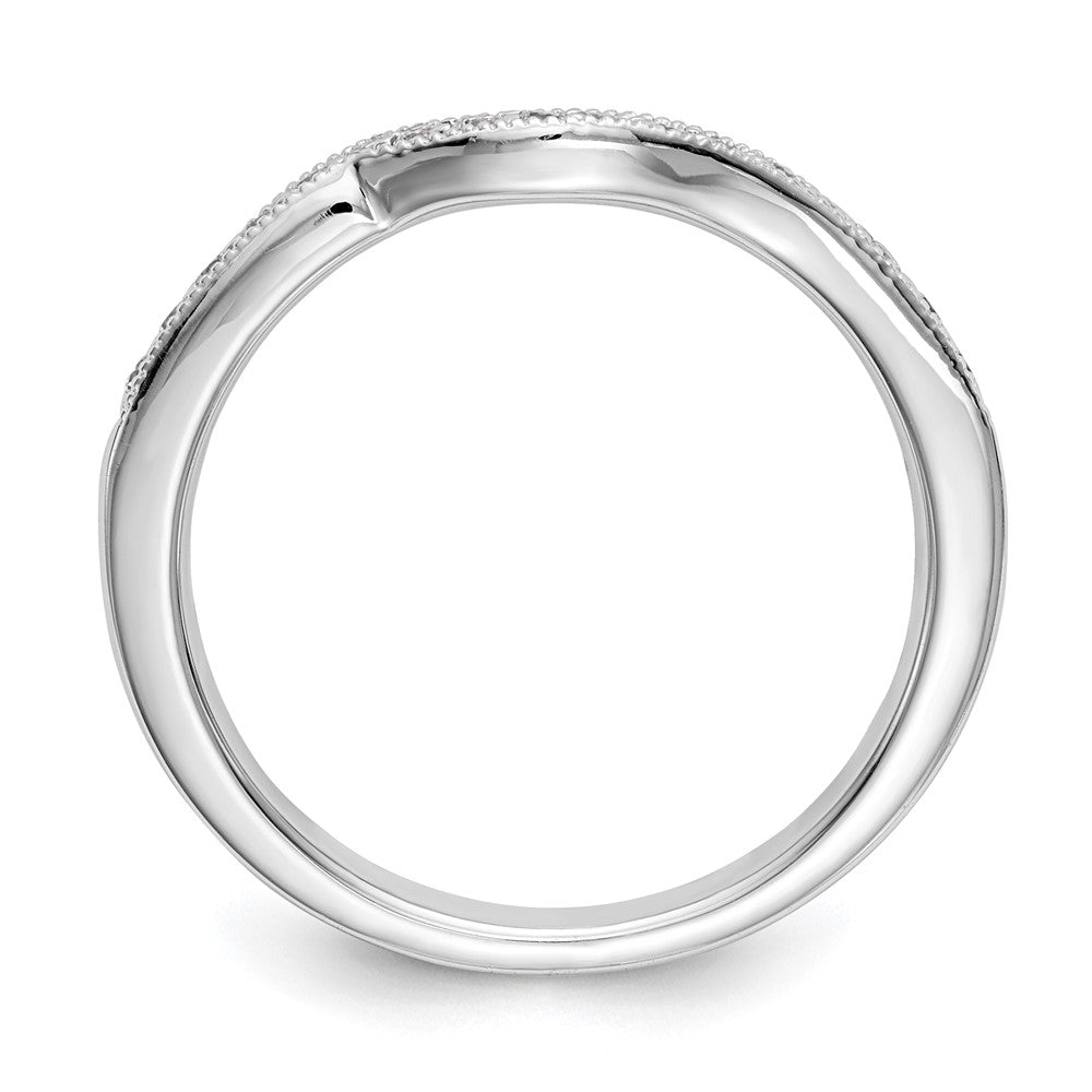 0.17ct. CZ Solid Real 14K White Gold Contoured Wedding Wedding Band Ring