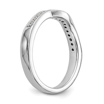 0.17ct. CZ Solid Real 14K White Gold Contoured Wedding Wedding Band Ring