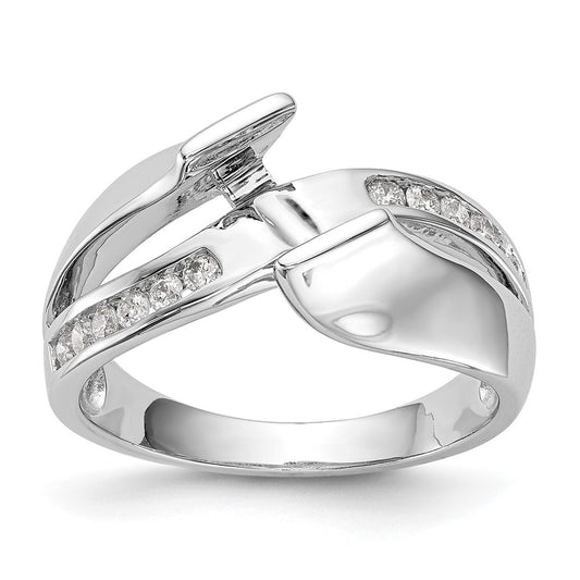 0.20ct. CZ Solid Real 14k White Gold By-Pass Engagement Ring