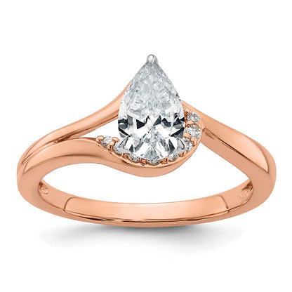 10K Rose Gold Peg Set Bypass 1/20 Carat Diamond Semi Mount Engagement Ring