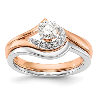 10K Rose Gold Peg Set Bypass 1/20 Carat Diamond Semi Mount Engagement Ring