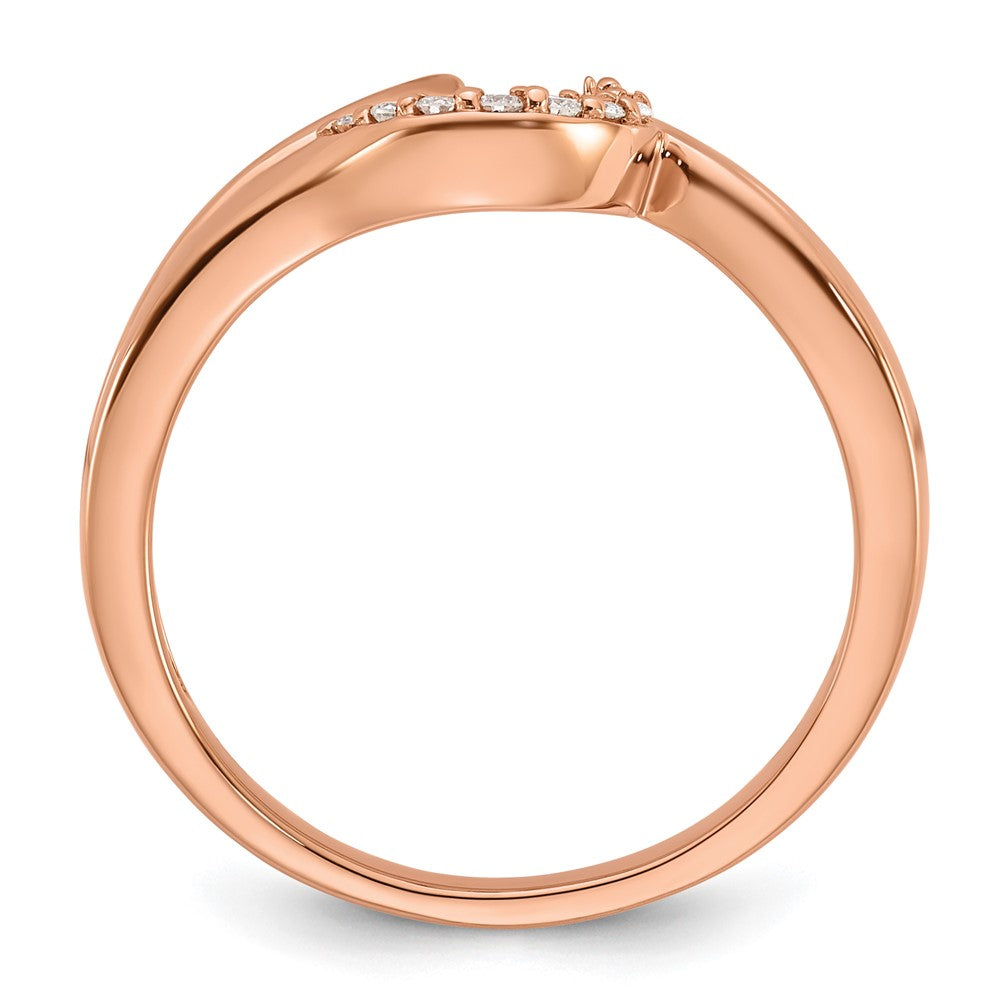 14k Rose Gold Peg Set Simulated Diamond By Pass Engagement Ring