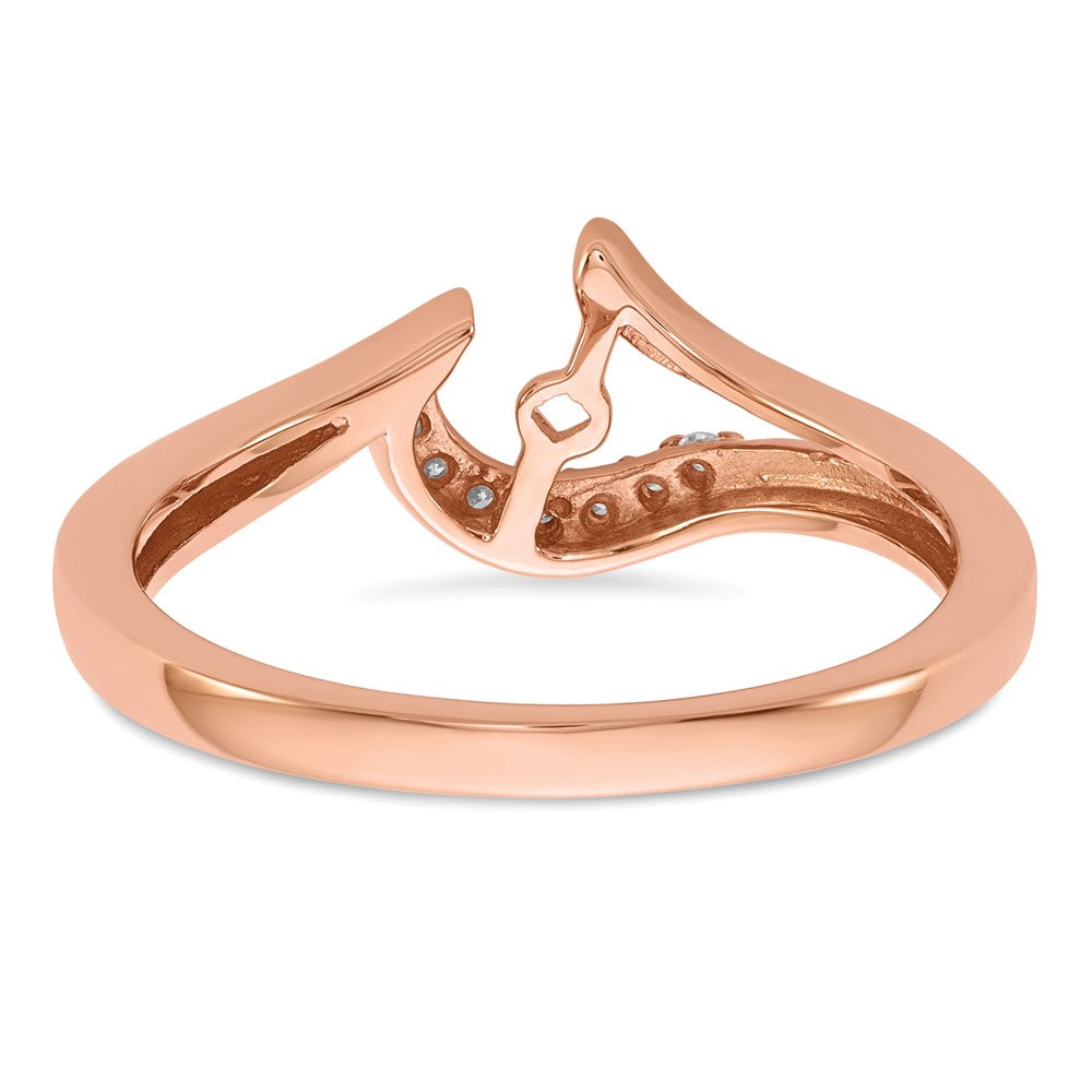 14k Rose Gold Peg Set Simulated Diamond By Pass Engagement Ring