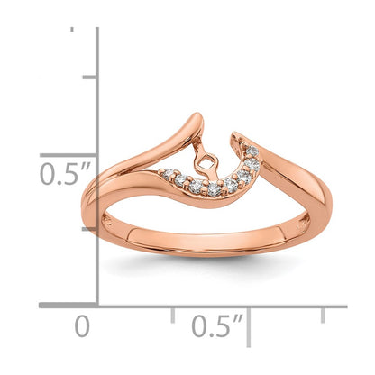 14k Rose Gold Peg Set Simulated Diamond By Pass Engagement Ring
