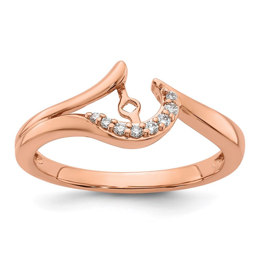 14k Rose Gold Peg Set Simulated Diamond By Pass Engagement Ring