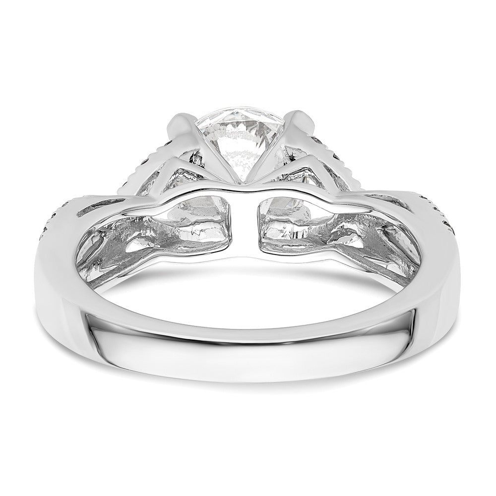 14K White Gold Criss Cross (Holds 1.5 Carat (7.5mm) Round Center) 1/2 Diamond Semi Mount Engagement Ring