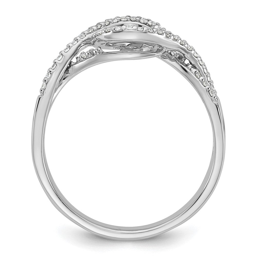 0.16ct. CZ Solid Real 14k White Gold Peg Set Criss-Cross Engagement Ring
