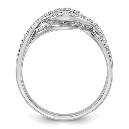 0.16ct. CZ Solid Real 14k White Gold Peg Set Criss-Cross Engagement Ring
