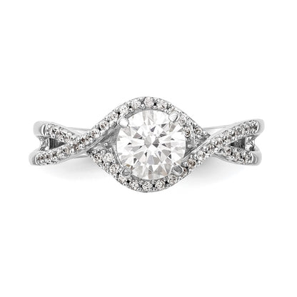 0.16ct. CZ Solid Real 14k White Gold Peg Set Criss-Cross Engagement Ring