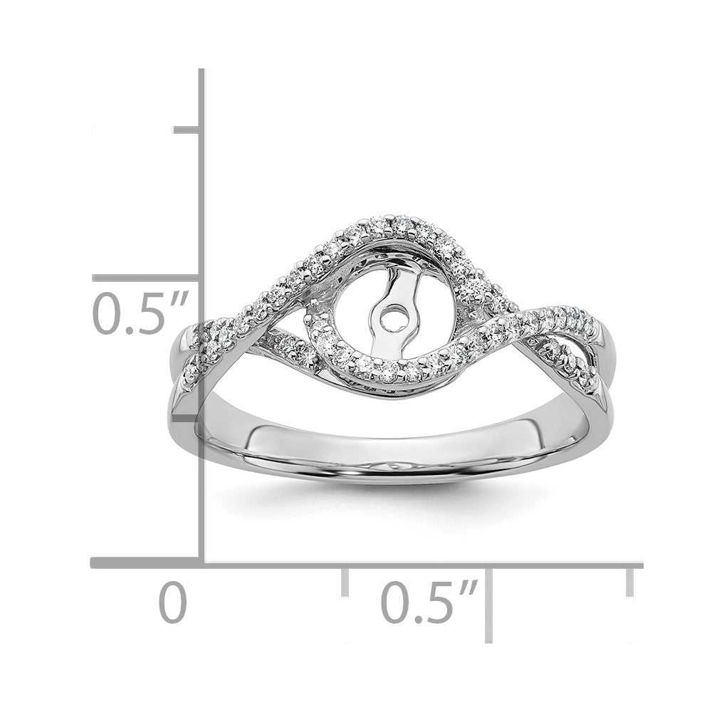 0.16ct. CZ Solid Real 14k White Gold Peg Set Criss-Cross Engagement Ring