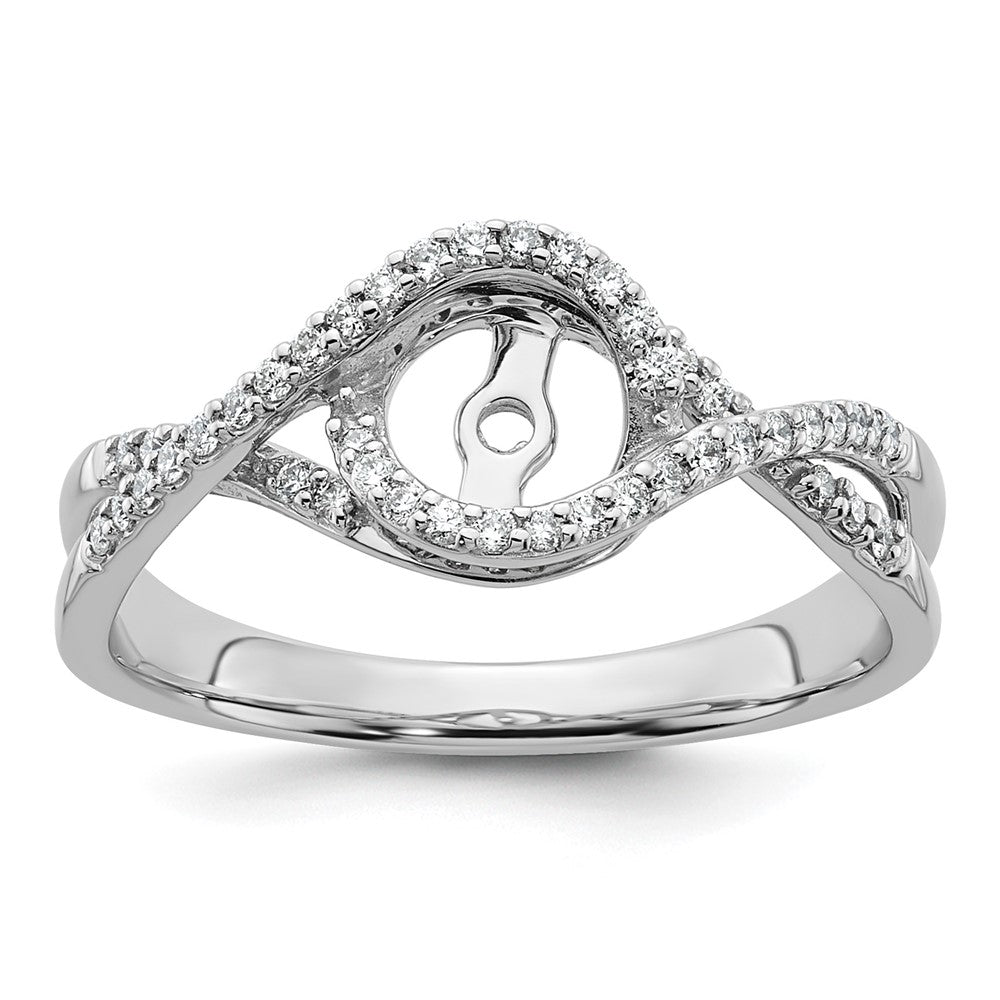 0.16ct. CZ Solid Real 14k White Gold Peg Set Criss-Cross Engagement Ring