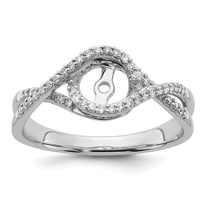 0.16ct. CZ Solid Real 14k White Gold Peg Set Criss-Cross Engagement Ring