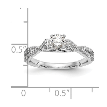 14kw Peg Set Simulated Diamond Criss Cross Engagement Ring