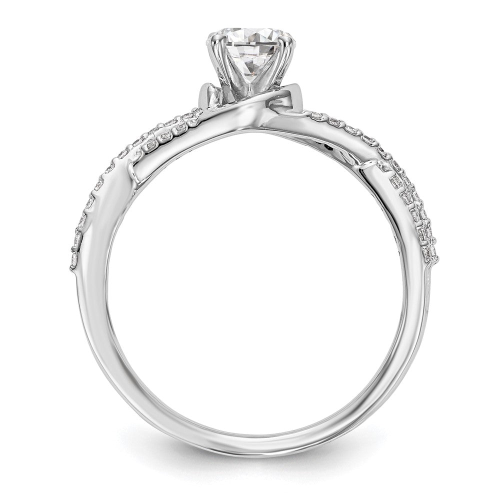 0.15ct. CZ Solid Real 14k White Gold Peg Set Criss-Cross Engagement Ring