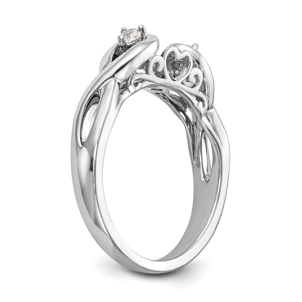 0.10ct. CZ Solid Real 14k White Gold Peg Set Infinity Engagement Ring