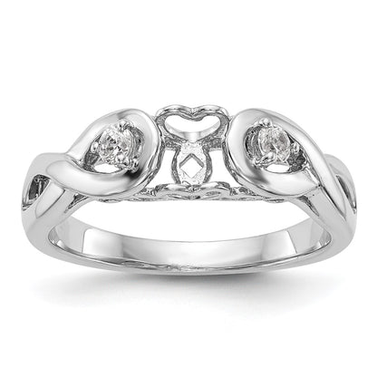 0.10ct. CZ Solid Real 14k White Gold Peg Set Infinity Engagement Ring