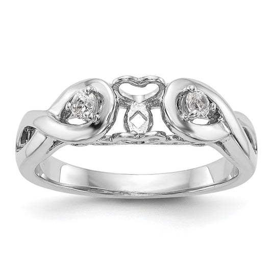 0.10ct. CZ Solid Real 14k White Gold Peg Set Infinity Engagement Ring
