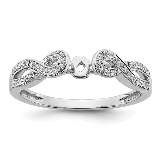 0.12ct. CZ Solid Real 14k White Gold Peg Set Criss-Cross Engagement Ring