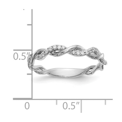 14k White Gold 1/8 Ct. Lab Grown Diamond VS/SI+ G+ Criss Cross Wedding Band Ring