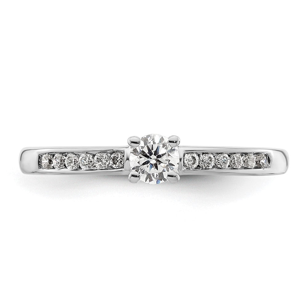 14k White Gold 1/3 Ct. Lab Grown Diamond VS/SI+ G+ Round Channel Set Shared Prong Engagement Ring