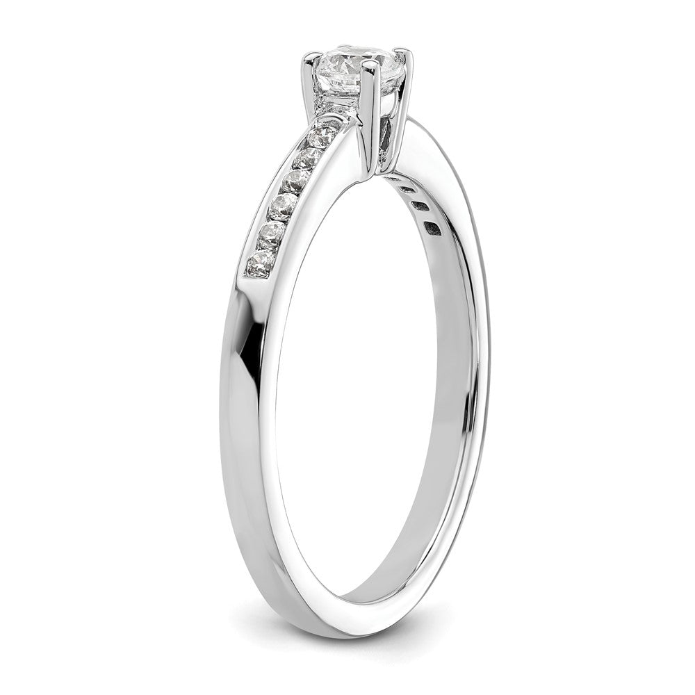 14k White Gold 1/3 Ct. Lab Grown Diamond VS/SI+ G+ Round Channel Set Shared Prong Engagement Ring