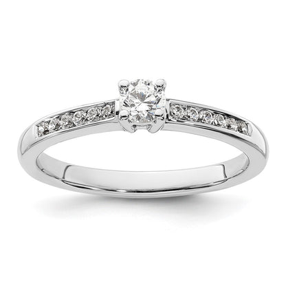 14k White Gold 1/3 Ct. Lab Grown Diamond VS/SI+ G+ Round Channel Set Shared Prong Engagement Ring