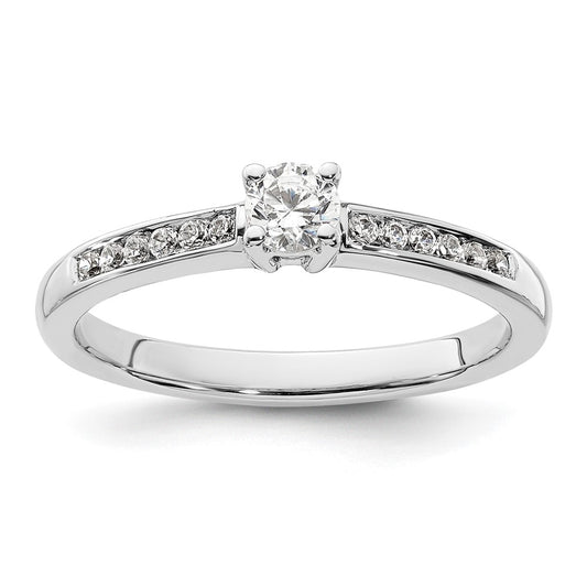 14k White Gold 1/3 Ct. Lab Grown Diamond VS/SI+ G+ Round Channel Set Shared Prong Engagement Ring