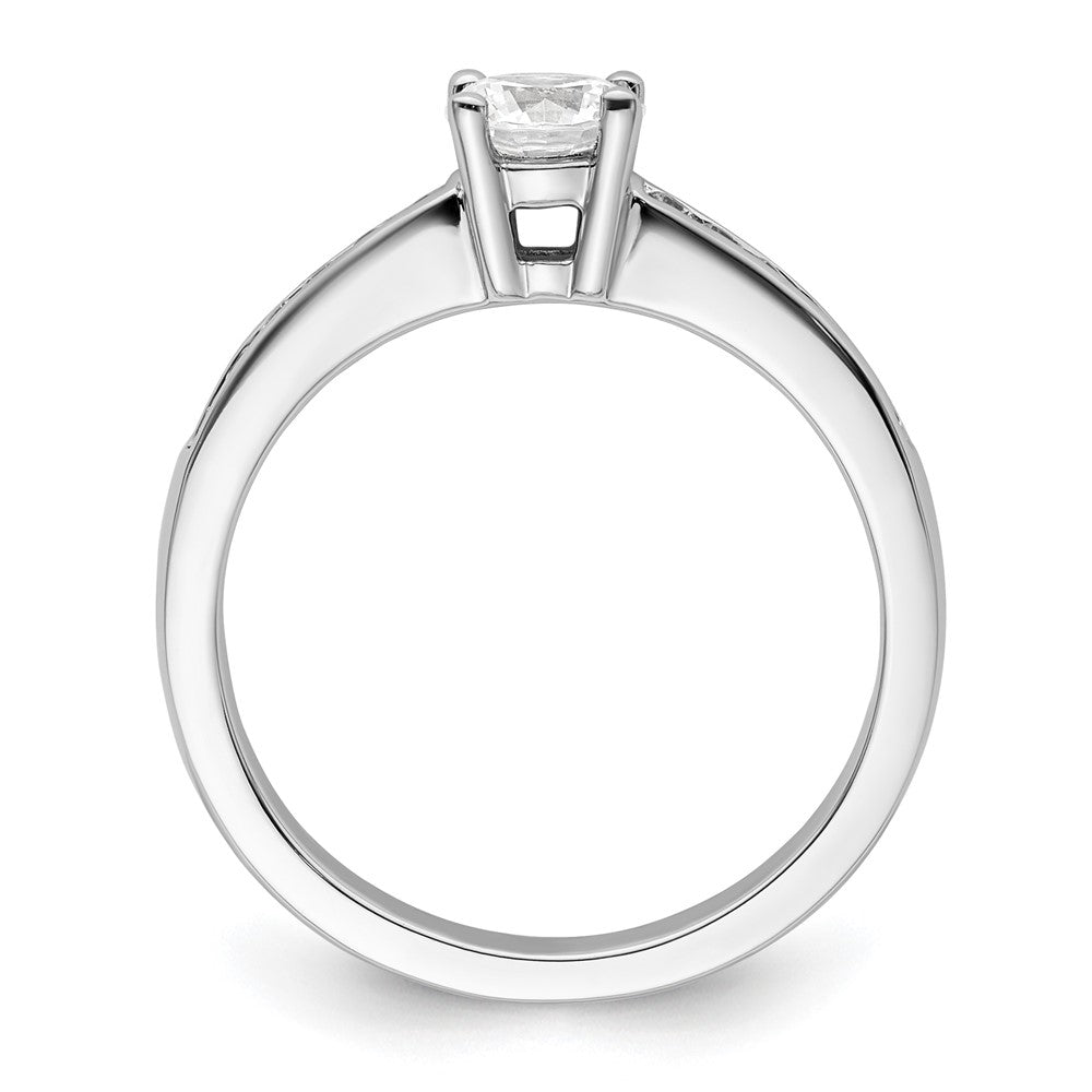 14k White Gold 3/4 Ct. Lab Grown Diamond VS/SI+ G+ Round Channel Set Shared Prong Engagement Ring