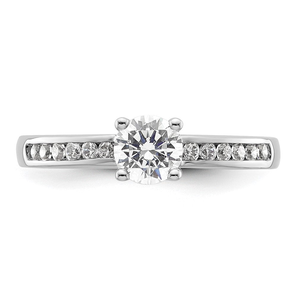 14k White Gold 3/4 Ct. Lab Grown Diamond VS/SI+ G+ Round Channel Set Shared Prong Engagement Ring