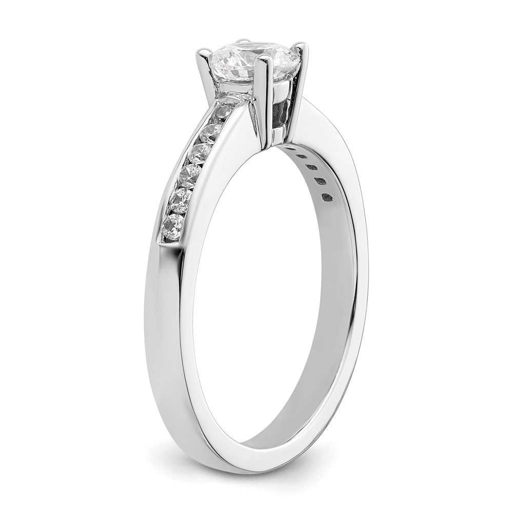 14k White Gold 3/4 Ct. Lab Grown Diamond VS/SI+ G+ Round Channel Set Shared Prong Engagement Ring