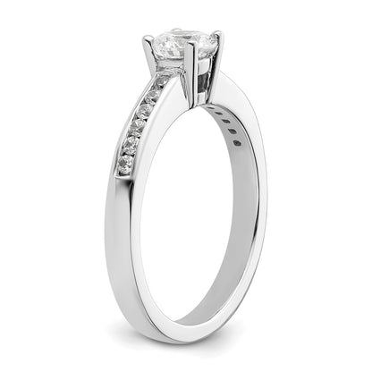 14k White Gold 3/4 Ct. Lab Grown Diamond VS/SI+ G+ Round Channel Set Shared Prong Engagement Ring