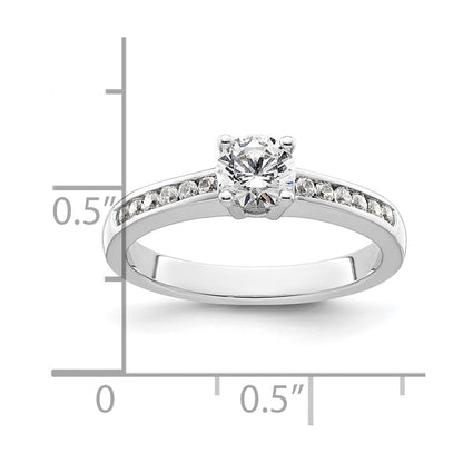 14k White Gold 3/4 Ct. Lab Grown Diamond VS/SI+ G+ Round Channel Set Shared Prong Engagement Ring